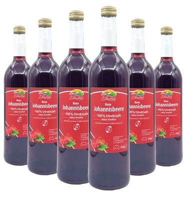 Bleichhof Roter Johannisbeersaft, 100% Direktsaft (6x 0,72l)