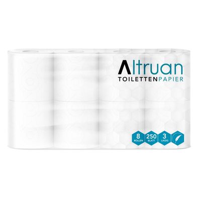 Altruan Toilettenpapier, 3-lagig, weiß - 8 Rollen | Packung (8 Rollen)