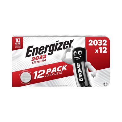 Energizer Knopfzelle CR2032 Lithium Manganese Dioxide | Packung (12 Stück)