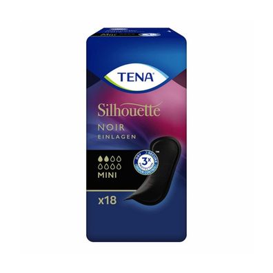 TENA Silhouette Noir Mini Slipeinlage, schwarz | Packung (18 Stück)