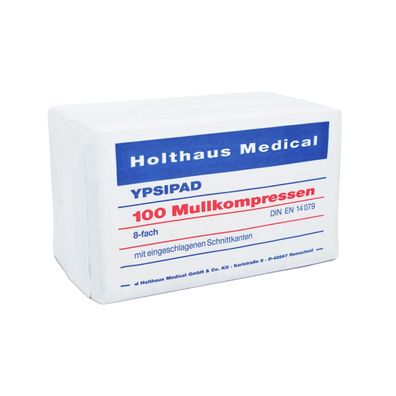 Ypsipad Mullkompresse 8-fach , 5 x 5 cm, 100 Stück unsteril | Packung (100 Stück)