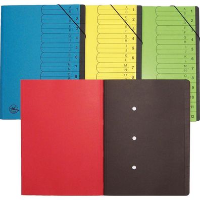 Ordnungsmappe DIN A4 12Fächer Colorkarton 420g blau