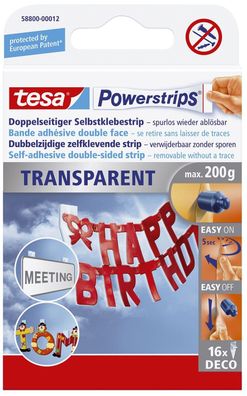 tesa® 58800-00012-03 Powerstrips® Deco - ablösbar, Tragfähigkeit 200 g, transparent