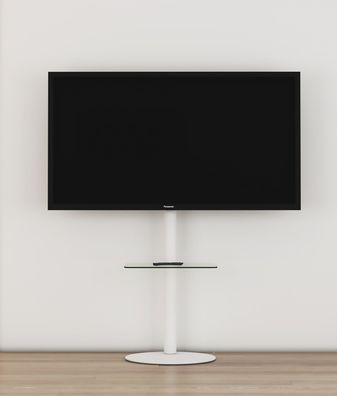 TV Standfuß Alu „Cirla“ mit Glas Zwischenboden