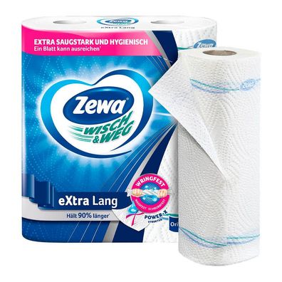 Zewa 43223 Küchenrollen WISCH&WEG eXtra Lang Original 2-lagig 2 Rollen