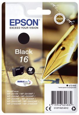 Epson C13T16214012 Original Tintenpatrone schwarz (C13T16214012,16, 1621, 16214012)