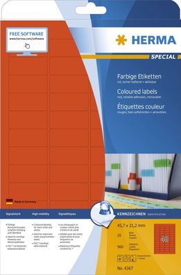 HERMA 4367 Universal-Etiketten Special 45,7 x 21,2 mm rot(T)