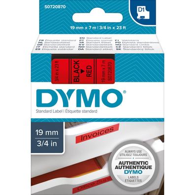 Dymo S0720870 Dymo D1 Schriftband 19 mm x 7 m schwarz auf rot