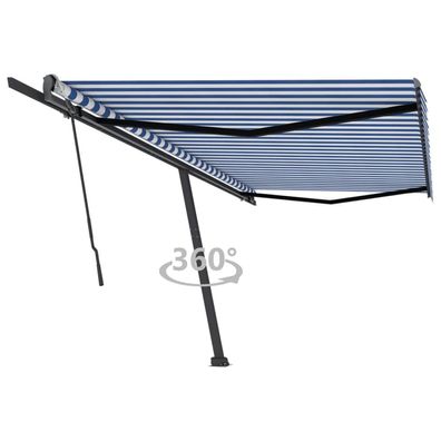 vidaXL Standmarkise Manuell Einziehbar 500x300 cm Blau/Weiß