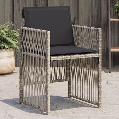 vidaXL Gartenstühle mit Kissen 4 Stk. Hellgrau Poly Rattan