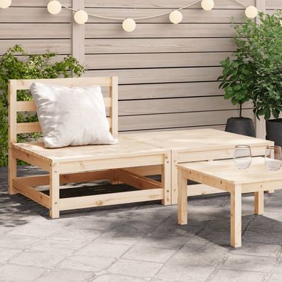 vidaXL Gartensofa ohne Armlehnen mit Fußhocker Massivholz Kiefer