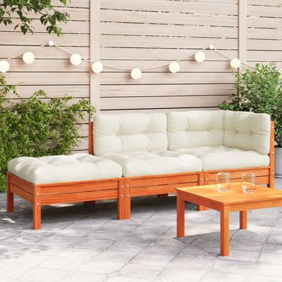 vidaXL Gartensofa mit Kissen und Hocker 2-Sitzer