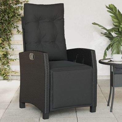 vidaXL Gartensessel mit Fußteil Verstellbar Schwarz Poly Rattan