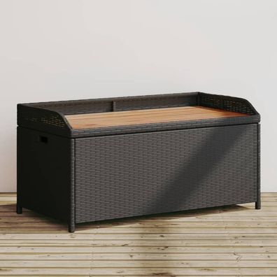 vidaXL Bank mit Stauraum Schwarz 100x50x52 cm Poly Rattan Akazienholz