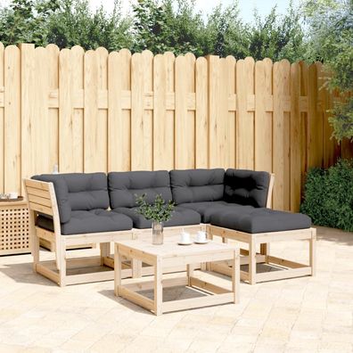 vidaXL 4-tlg. Garten-Lounge-Set mit Kissen Massivholz Kiefer