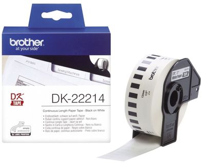 Brother DK22214 DK-Endlosetiketten Papier - 12 mm x 30,48 m, schwarz auf weiß