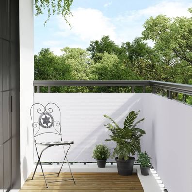 vidaXL Balkon-Sichtschutz Weiß 600x80 cm Poly Rattan