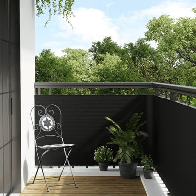 vidaXL Balkon-Sichtschutz Schwarz 600x90 cm Poly Rattan