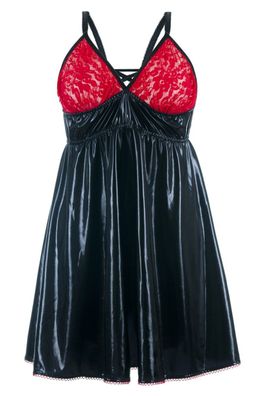 Andalea Schwarz/rotes Wetlook Chemise SB/1003 Sexy Base Kollektion by Andalea