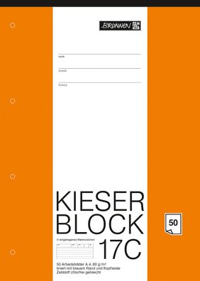 Brunnen 1042927 KIESER-Block A4 KIESER 07 0017 C, liniert, Lin. 21