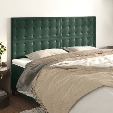 vidaXL Kopfteile 4 Stk. Dunkelgrün 80x5x78/88 cm Samt