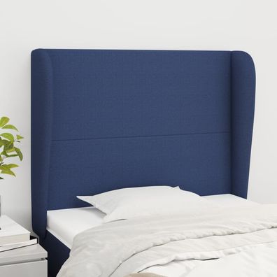 vidaXL Kopfteil mit Ohren Blau 93x23x118/128 cm Stoff