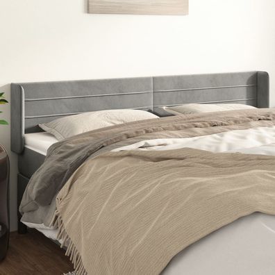 vidaXL Kopfteil mit Ohren Hellgrau 183x16x78/88 cm Samt