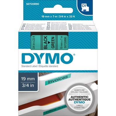 Dymo S0720890 Dymo D1 Schriftband 19 mm x 7 m schwarz auf grün 45809