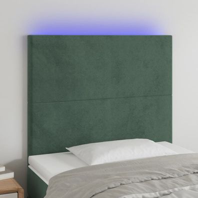 vidaXL LED Kopfteil Dunkelgrün 80x5x118/128 cm Samt