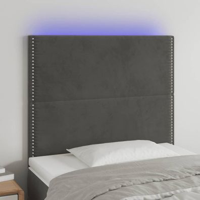vidaXL LED Kopfteil Dunkelgrau 80x5x118/128 cm Samt