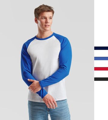 Fruit of the Loom Herren Longsleeve Baseball T-Shirt S-2XL 61-028-0 NEU