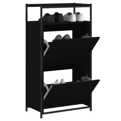 vidaXL Schuhschrank Schwarz 60x34x112 cm Holzwerkstoff