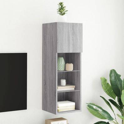 vidaXL TV-Schrank mit LED-Leuchten Grau Sonoma 30,5x30x90 cm