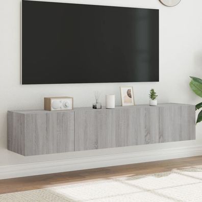 vidaXL TV-Wandschränke mit LED-Leuchten 2 Stk. Grau Sonoma 80x35x31 cm