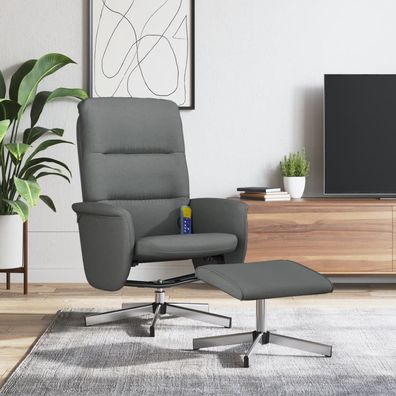 vidaXL Massagesessel mit Fußhocker Dunkelgrau Stoff