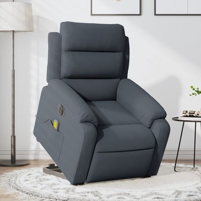 vidaXL Massagesessel mit Aufstehhilfe Elektrisch Dunkelgrau Samt