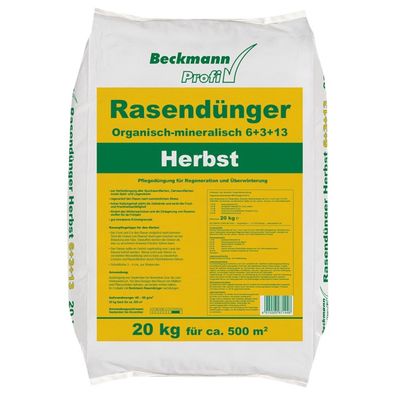 Beckmann PROFI Rasendünger Herbst 6 + 3+13 20 kg Herbstrasendünger