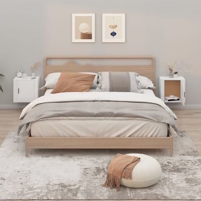 vidaXL Wand-Nachttische 2 Stk. Hochglanz-Weiß 50x30x47 cm