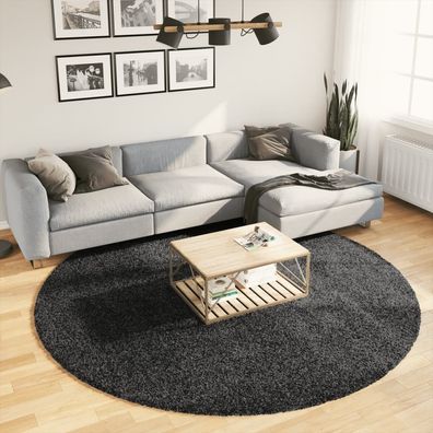 vidaXL Teppich Shaggy Hochflor Modern Anthrazit Ø 240 cm