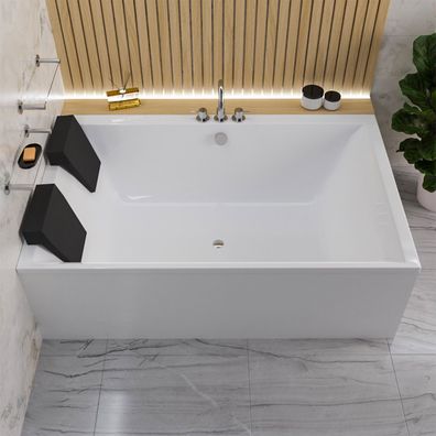 ECOLAM Badewanne Doppelwanne für Zwei Duo-Wanne 190x120 Crown Schürze Füße Kopfstütze