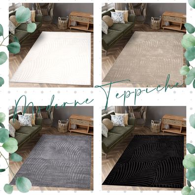 Teppich Wohnzimmer Kurzflor Geo Muster Einfarbig Moderne Flachflor Teppiche