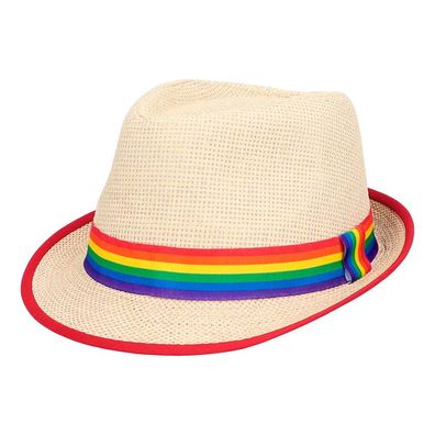 Strohhut Regenbogen Pride