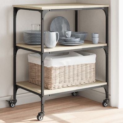 vidaXL Küchenwagen Sonoma-Eiche 60x41x76 cm Holzwerkstoff