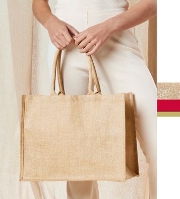 Westford Mill Geschenkbeutel Geschenk Promo Shimmer Jute Big Shopper W437 NEU