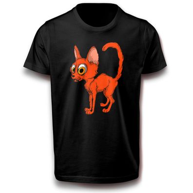 Parodie Katze Tier Haustier Böse Wütend Cat Kater Abstrakt Fun T-Shirt Baumwolle