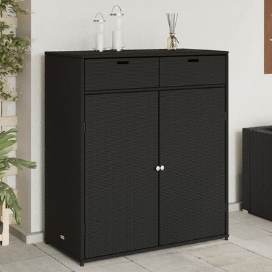 vidaXL Gartenschrank Schwarz 105x55x113 cm Poly Rattan