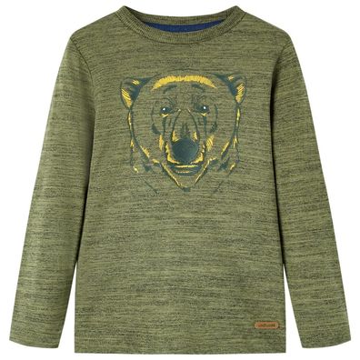 Kinder-Langarmshirt Khaki Melange 92