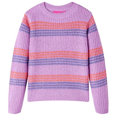 Kinderpullover mit Streifen Gestrickt Lila und Rosa 104