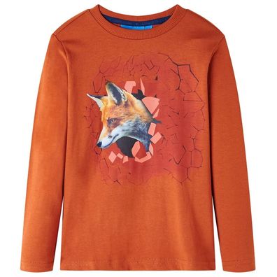 Kinder-Langarmshirt Rostbraun 116