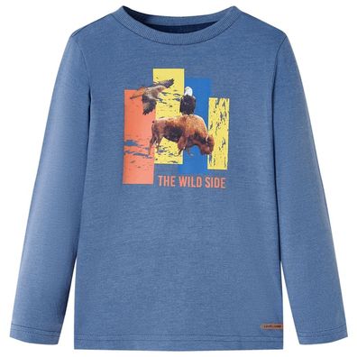 Kinder-Langarmshirt Blau Melange 92